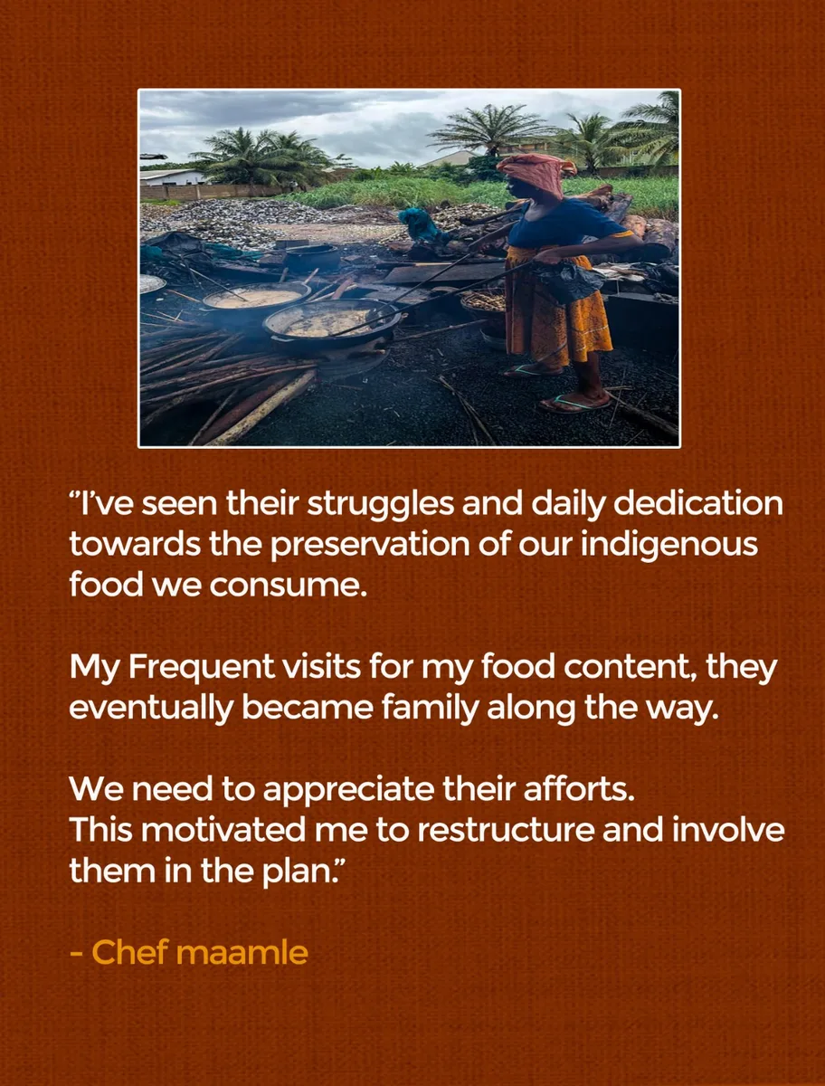 Chef Maamle's words on the Sankofa food custodians: their struggles and dedication, becoming family along the way, and her plan to involve them